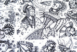 Historical Costume Print Silk Charmeuse Scarf